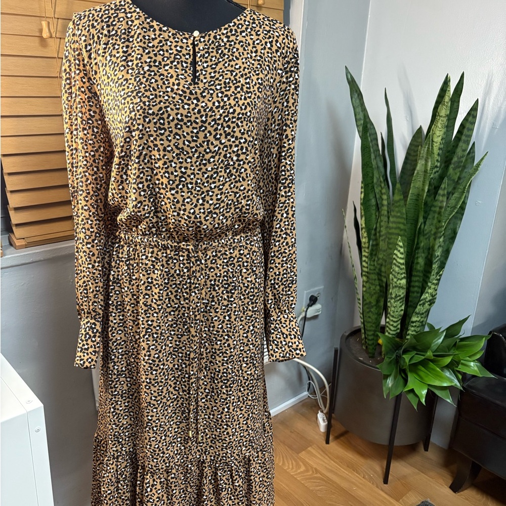 Talbots Leopard Print Long Sleeve Dress